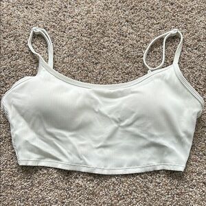 White Ribbed Swim Top